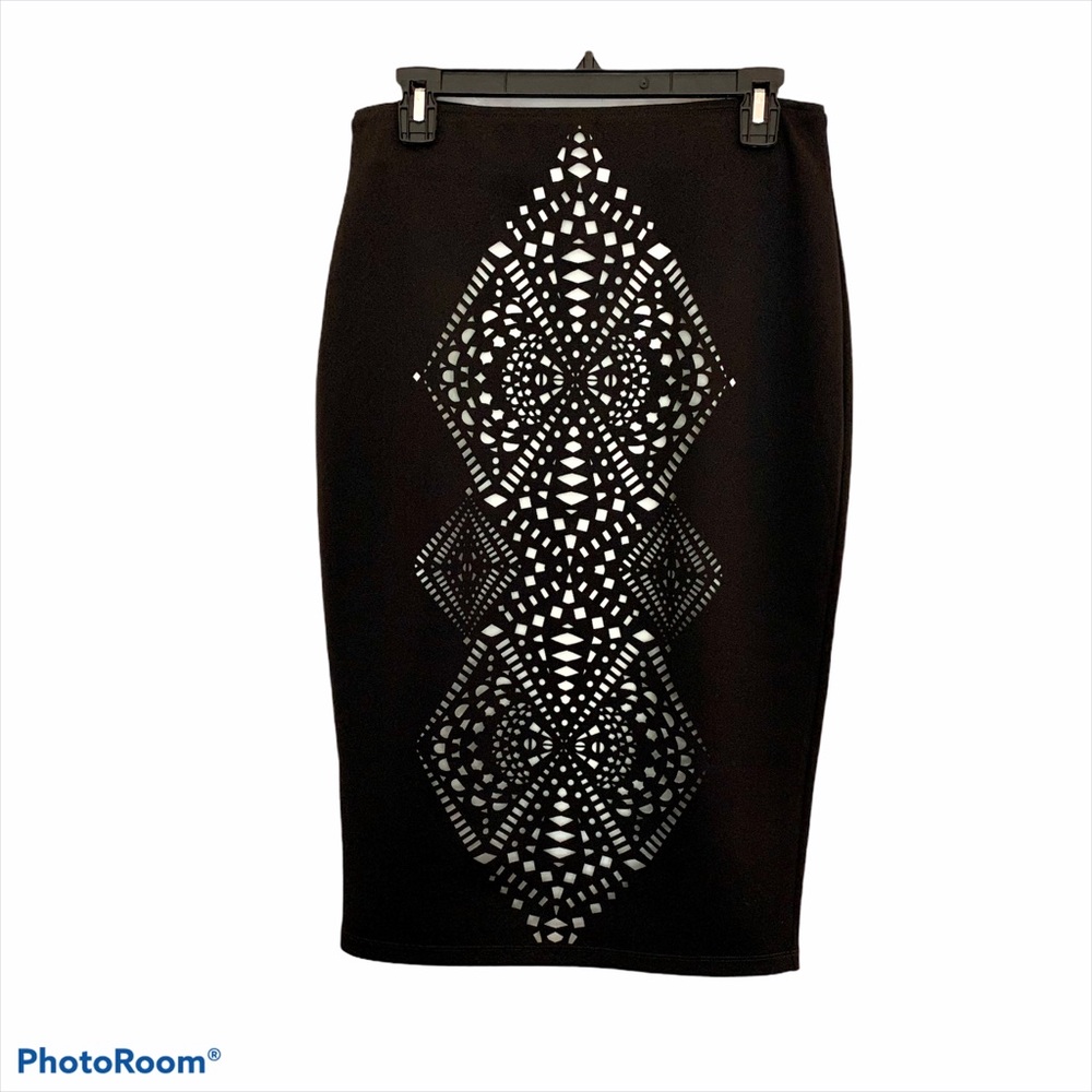 💖Bisou Bisou Black Pencil Skirt w/Cutouts SZ Med